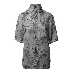 Acne Studios Zodiac Printed Short Sleeve Button Front Shirt in White and Black